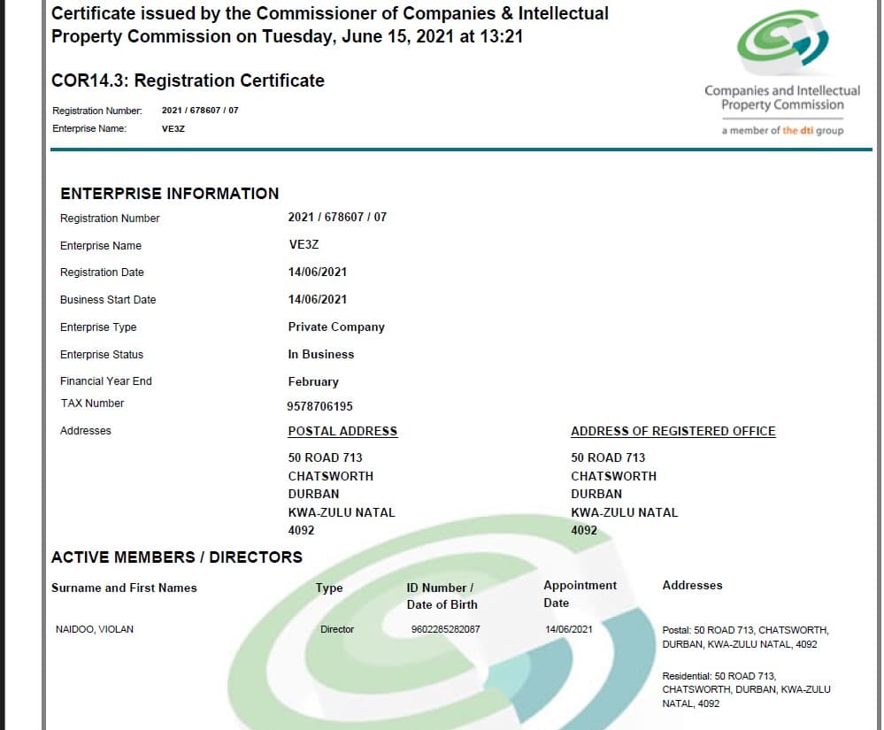 Ve3z – Company Registration